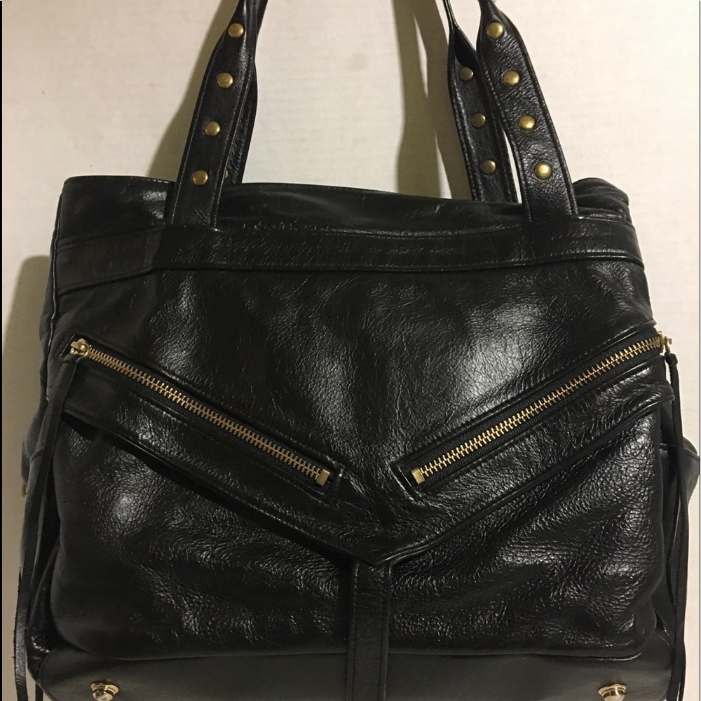 Botkier Black motorcycle leather handbag